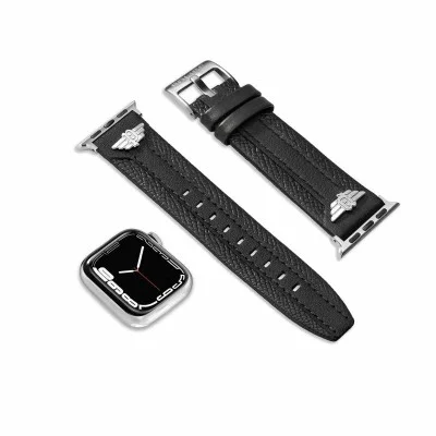 Apple Watch Strap 42/44/45 Wings Leather Police - Black